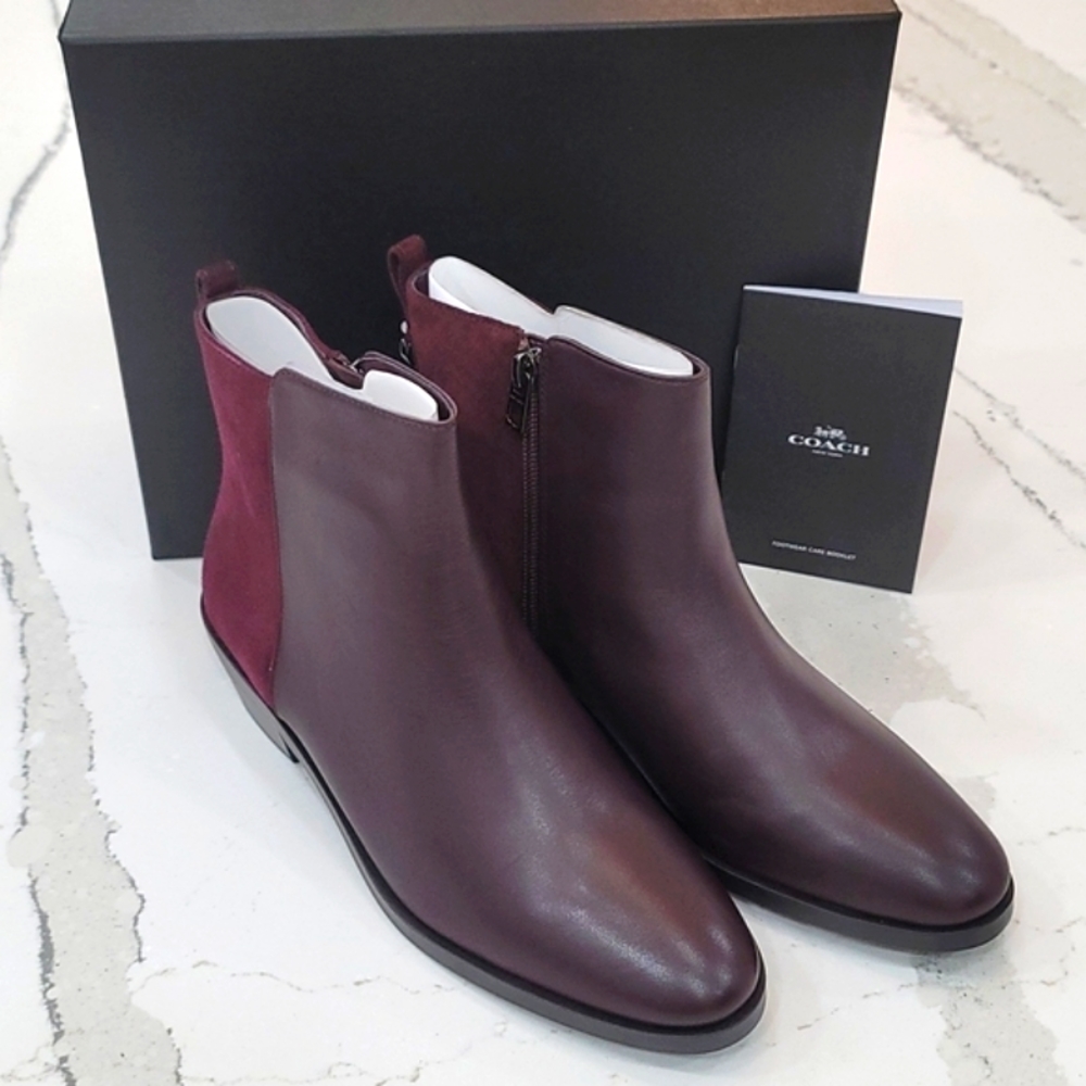 Coach Carmen Ankle Booties Oxblood Suede Leather Women’s 7.5 NIB - Picture 9 of 15